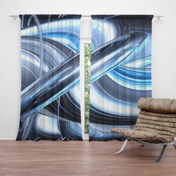 Závěs Modrá abstrakce: 2ks 150x250cm