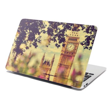 Samolepka na notebook Londýn Big Ben Flowers