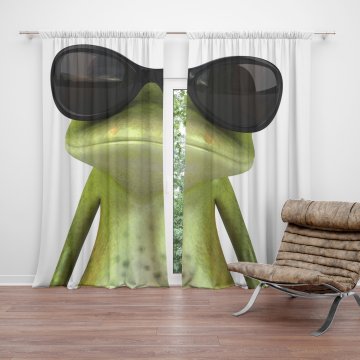 Závěs Žába v brýlích: 2ks 150x250cm