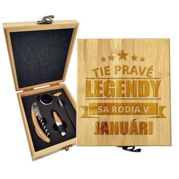 Darčeková sada na víno Ty pravé legendy se rodí v lednu: 147×168×49 mm