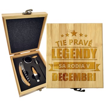 Darčeková sada na víno Ty pravé legendy se rodí v prosinci: 147×168×49 mm