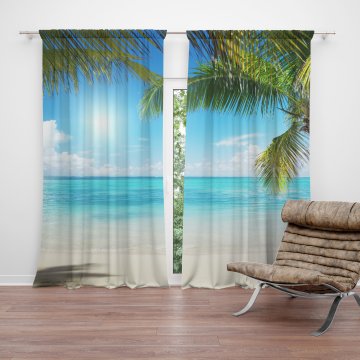 Závěs Pláž s palmami: 2ks 150x250cm
